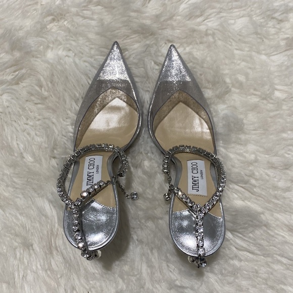 Jimmy Choo Saeda 100 glitter plexi &‎ leather pump size 36.5EU - Picture 8 of 13